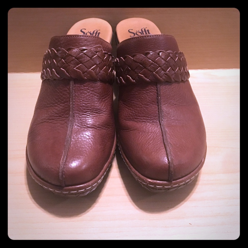 Sofft brown leather mules sz 8.5 - Picture 2 of 6